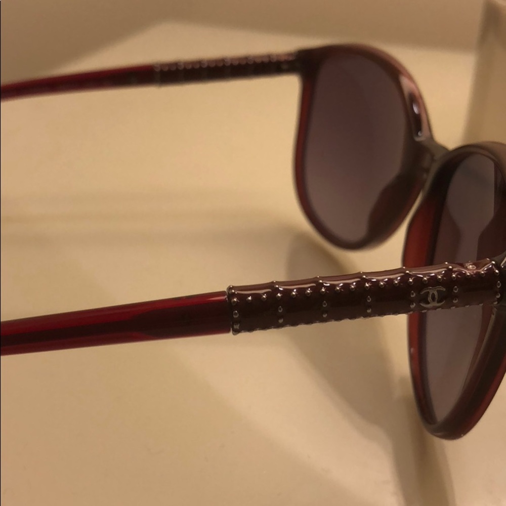 Red Chanel sunglasses with original case